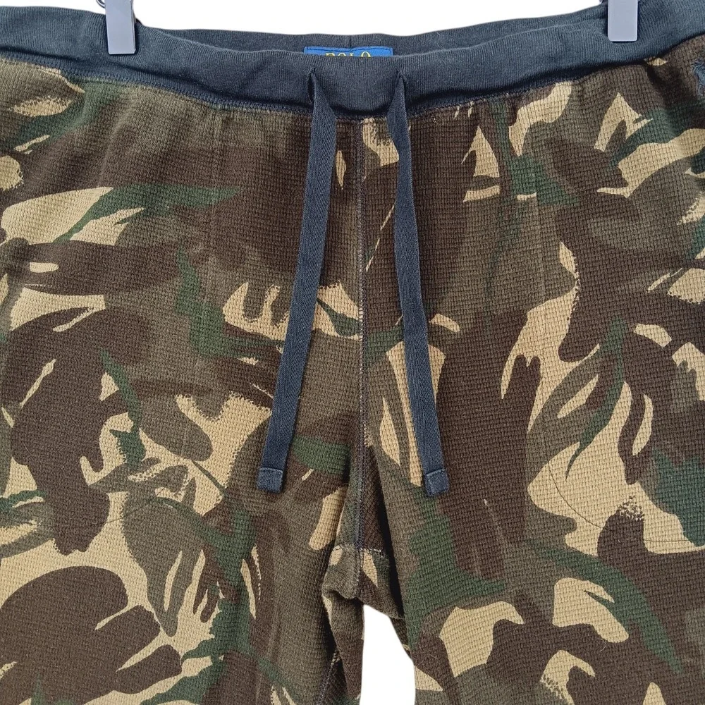 Polo Ralph Lauren Jogger Pants‎ Mens Large 33x28 Camo Waffle Knit Lounge Sleep